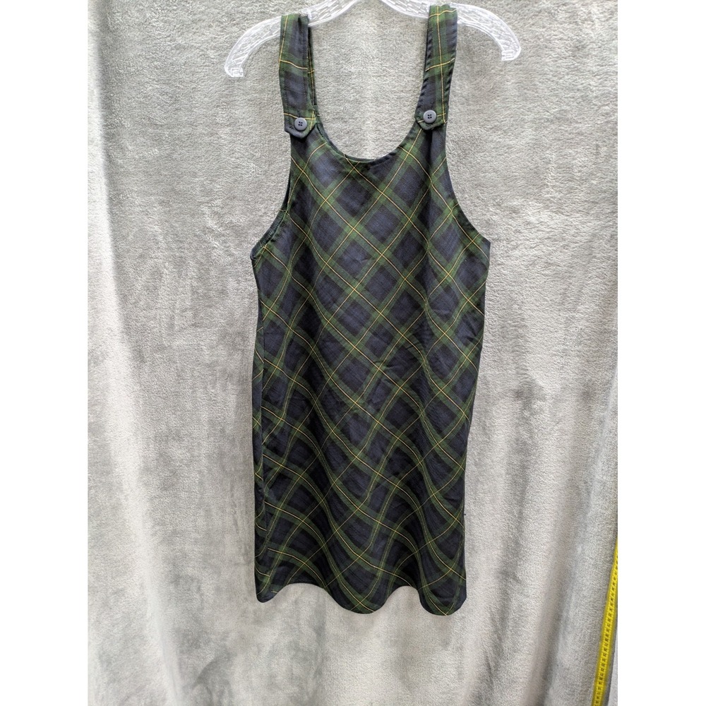 Dark‎ Academia Plaid Jumper Dress Women Medium Tartan Mini Overall Dress